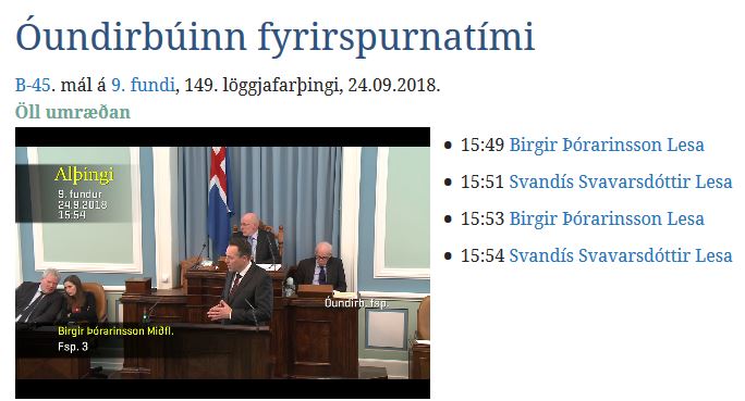 Óundirbúinn fyrirspurnatímiAlþingi